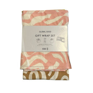 Global Good Gift Wrap Set Of 3 Reusable Cloth Multicolor